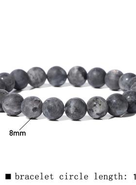 8mm Black White Natural Stone Bracelet Handmade Matte Opal