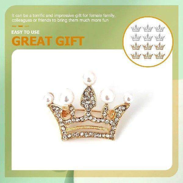 12 Pcs Crown Brooches Women Clothes Brooch Lapels Alloy