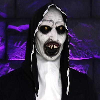 Creepy The Nun Mask Headpiece Cosplay Scary Latex Helmet Mas