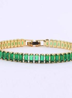 Green Shiny Charm CZ Tennis Bracelet for Women Crystal Zirco