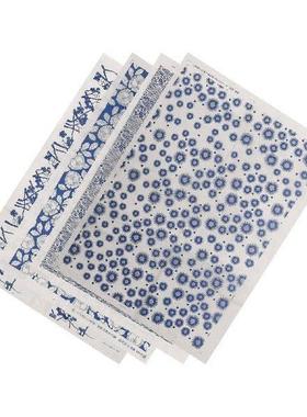 4 Sheets Blue and White Pottery Decals Paper Underglaze