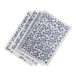 4 Sheets Blue and White Pottery Decals Paper Underglaze