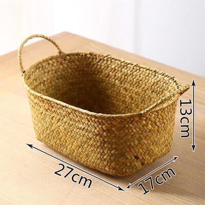 bamboo storage basket box desktop small rattan woven basket