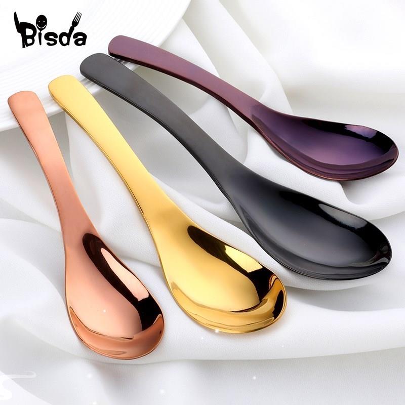 1Pc Serving Spoon Stainless Steel Round Spoon Gold Salad Ric