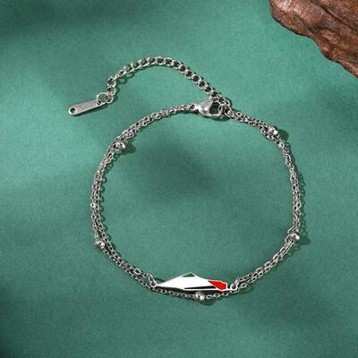 Enamel Palestine Map Charm Bracelets for Women Men Stainless
