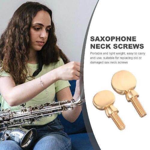 2 Pcs Golden Round Handle Saxophone Neck Screws Durable