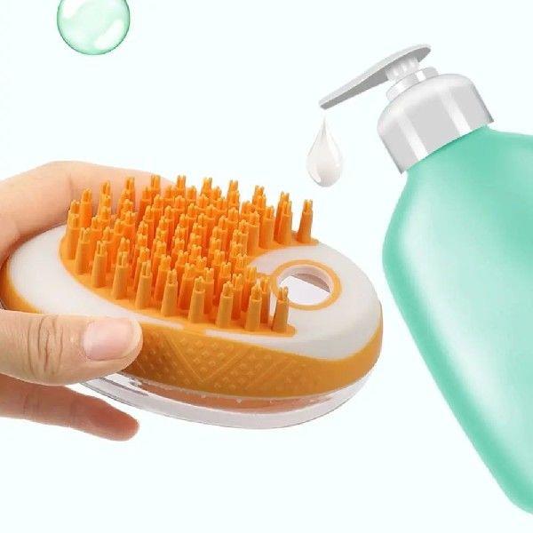 with Shampoo Dispenser Dog Bath Brush Comb 2 In 1 Silicone