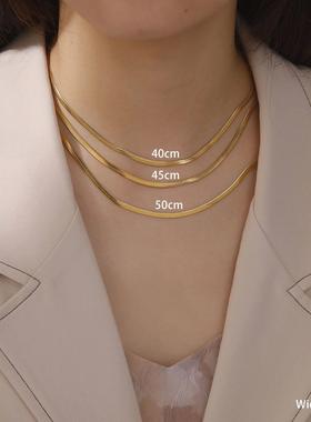 Stainless Steel Snake Chain Necklace for Women Men Minimalis