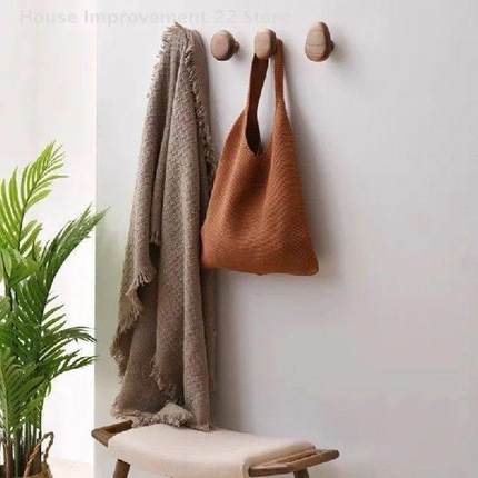 Pebble Shaped Wall Mounted Coat Hook Natural Wood Clothes