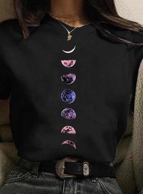 Universe planets Print Tshirt Women Aesthetic Kawaii Graphic