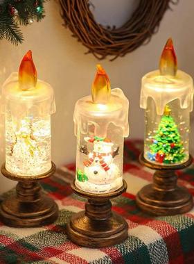 LED Snow Globe Candle Lamp - Magical Falling Snow Decor圣诞