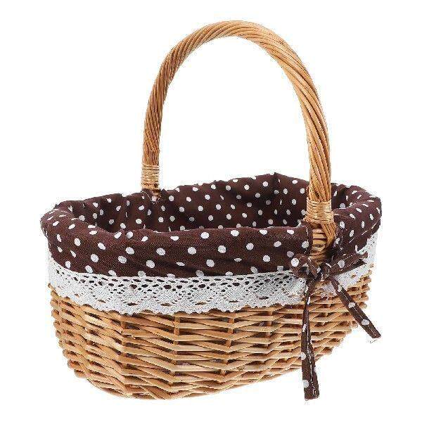 Rattan Storage Basket Empty Picnic Fruit Picking