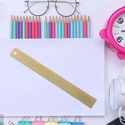 Brass Scale Geometry Ruler Math Measuring Tool Straight