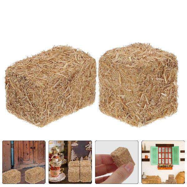 8 Pcs Simulated Mini Haystack Garden outside Fall Decor - 实物图