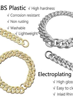 ABS Plastic Dog Collar Chain Diamond Inlay Sparkle Bulldog N