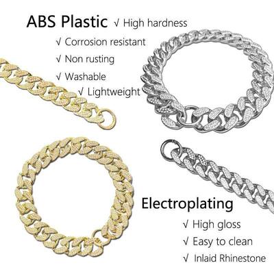 ABS Plastic Dog Collar Chain Diamond Inlay Sparkle Bulldog N