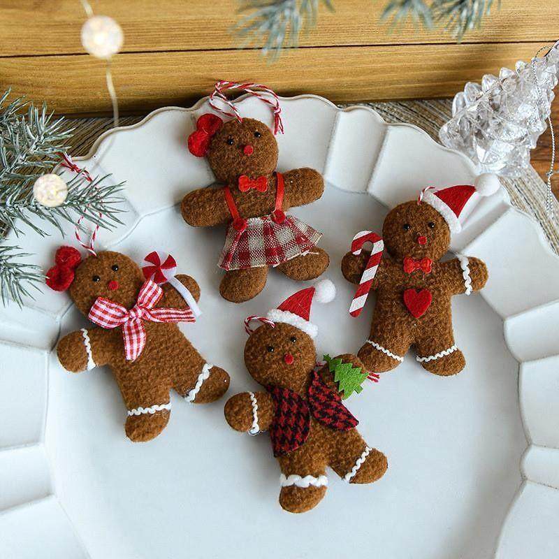 Brown Felt Gingerbread Man - Christmas Tree Ornament Decor