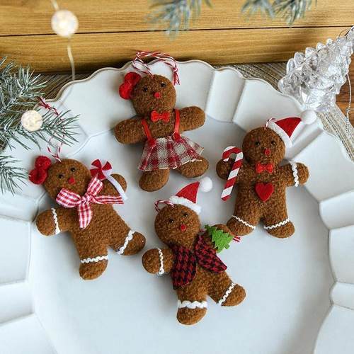 Brown Felt Gingerbread Man - Christmas Tree Ornament Decor