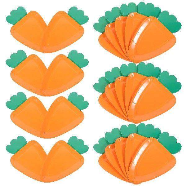 24 Pcs Carrot Paper Plate Cute Plates Dinner Fruit Shaped