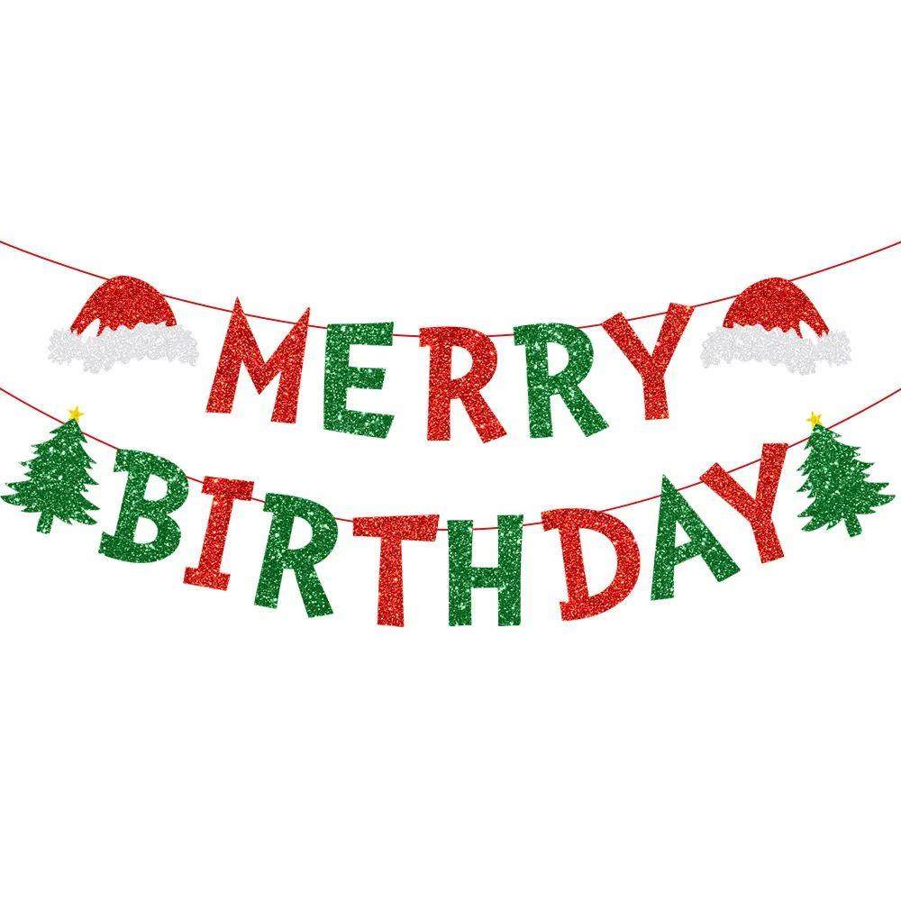 Merry Christmas Felt Banners Flags Hanging Garlands for Xmas