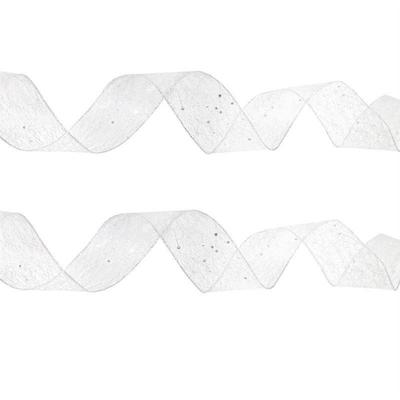 Fluffed Edge Christmas Ribbon, 2m Tinsel Mesh Decor丝带灯