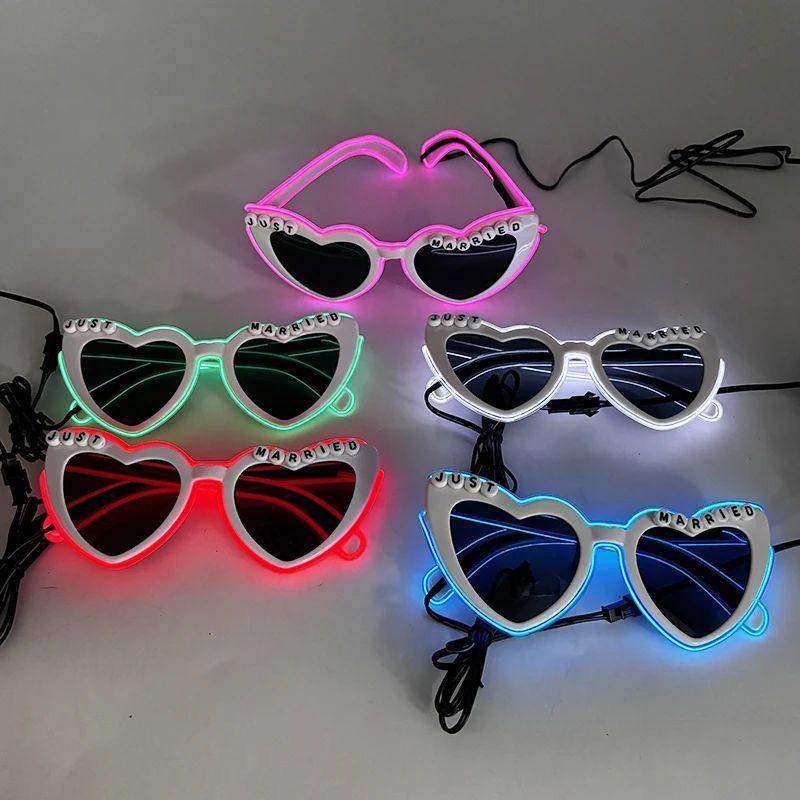 LED Just Married Glasses Wedding Party Bridal Shower Bride T
