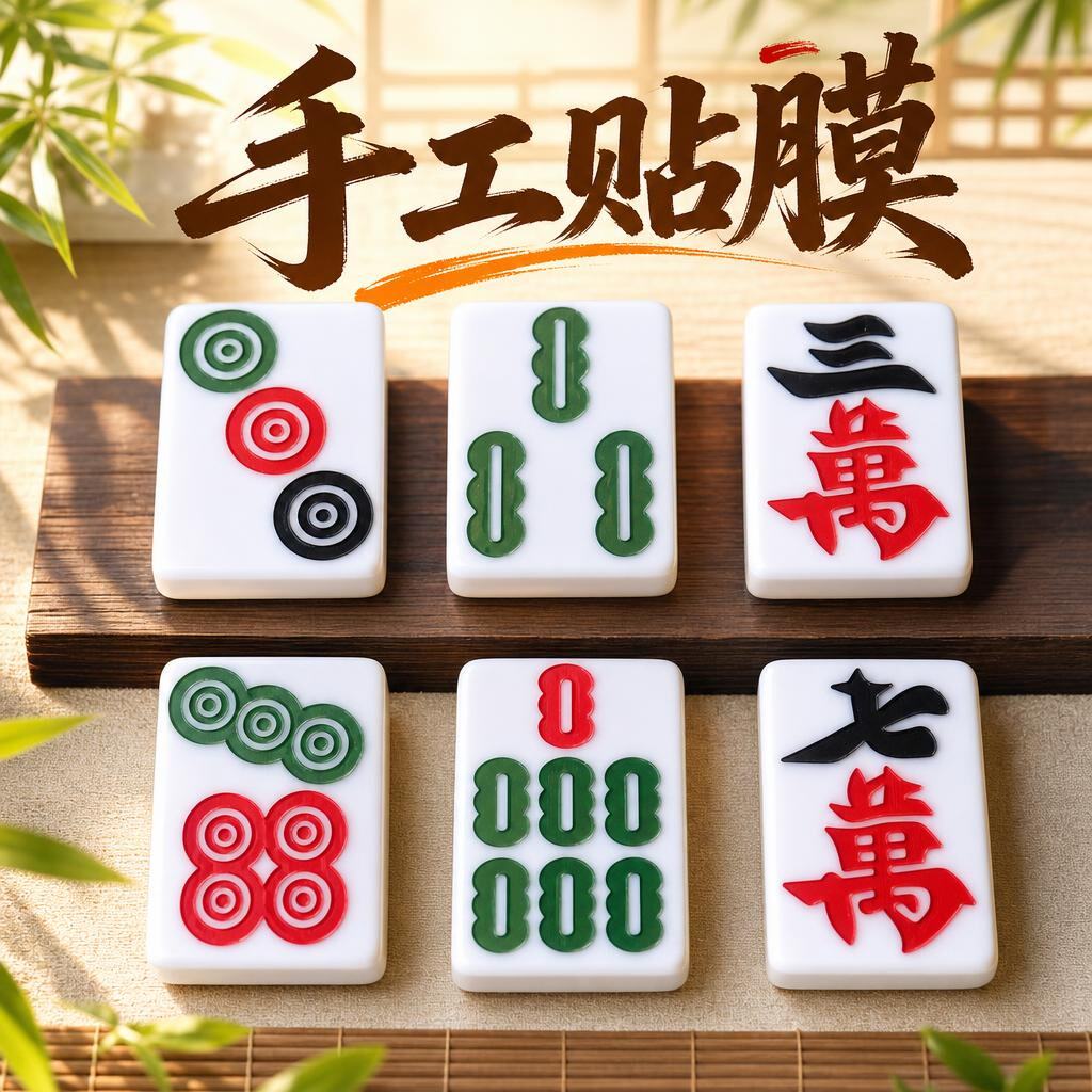 魔术道具白色大字体麻将贴膜变牌黄灰色中号纯手工麻将变牌膜小号