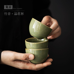功夫茶具主人杯茶碗创意复古陶瓷茶盏喝茶杯子 家用茶杯茶道杯中式