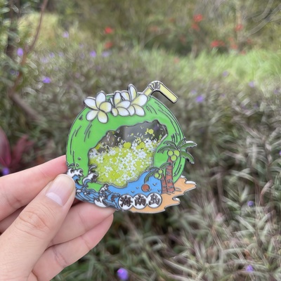 海南三亚椰子金属流沙磁吸冰箱贴