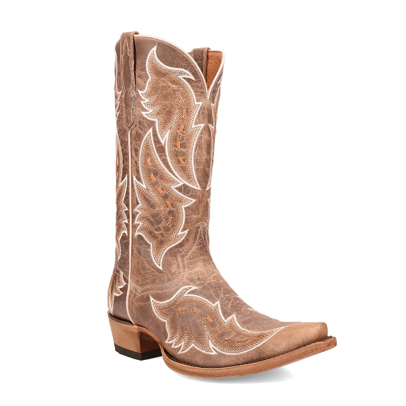 美国Dan Post男士秋季秋款牛仔靴刺绣尖头中跟西部靴复古工装靴