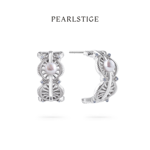 浪漫高级优雅原创设计灵漓弧形珍珠耳环女 PEARLSTIGE人鱼系列法式