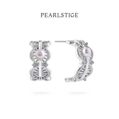 PEARLSTIGE灵漓弧形珍珠耳钉
