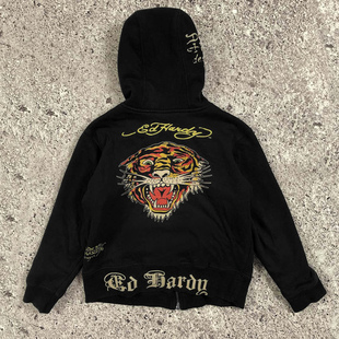 欧美纹身重磅Vitnage水洗连帽开衫oldschool TATTOO嘻哈穿搭外套