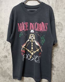 vintage爱丽丝囚徒Alice In Chains复古水洗重磅大码短袖高街T恤