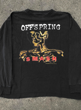 罕见 破坏重磅水洗tee！The Offspring1994专辑Smash高街长袖T恤