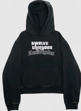 12 Monkeys12 猴子vintage古着感美潮重磅水洗做旧宽松连帽卫衣