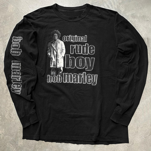 BOB MARLEY1991歌曲Rude Boy 90s Vintage高街嘻哈长袖T恤