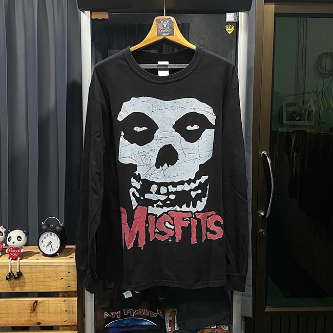 罕见 水洗破坏重磅tee！Misfits Vintage高街穿搭长袖T恤