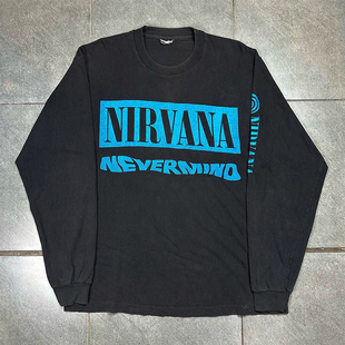 Nirvana 1991专辑Nevermind Vintage水洗破洞重磅高街长袖T恤