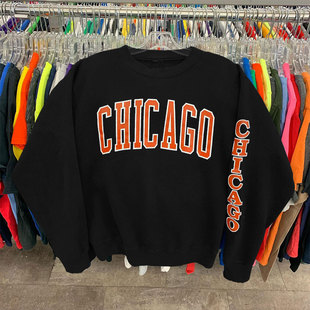 CHICAGO！美式复古Vintage高街嘻哈Rap穿搭简约英文秋季圆领卫衣