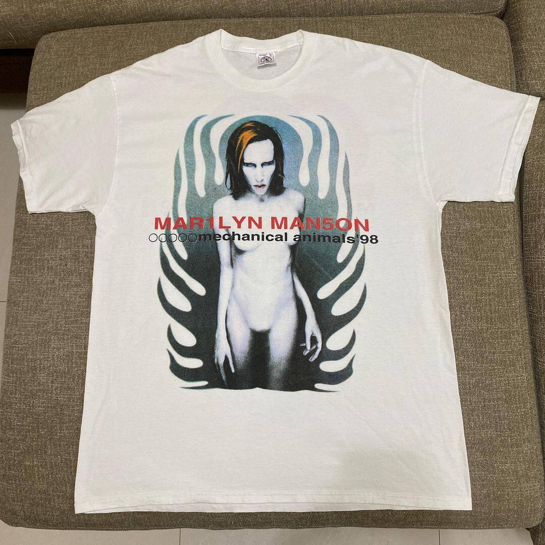 玛丽莲曼森marilyn manson专辑机械化动物朋克哥特重磅短袖t恤