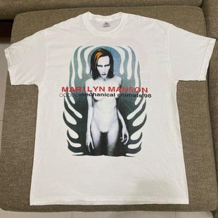 玛丽莲曼森Marilyn Manson专辑机械化动物朋克哥特重磅短袖T恤