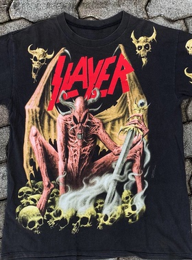 Slayer Pink Demon DarknessTee粉红恶魔杀手欧美朋克小众短袖T恤