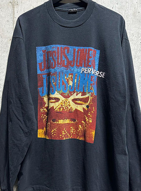 Jesus Jones 摇滚乐队音乐专辑 Perverse 大印花复古重磅长袖T恤