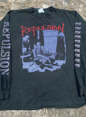 Repulsion 美国乐队录音室专辑 Horrified 封面复古重磅长袖T恤