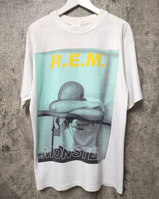R.E.M1980美式复古重磅金属摇滚乐队vintageT恤oversized短袖