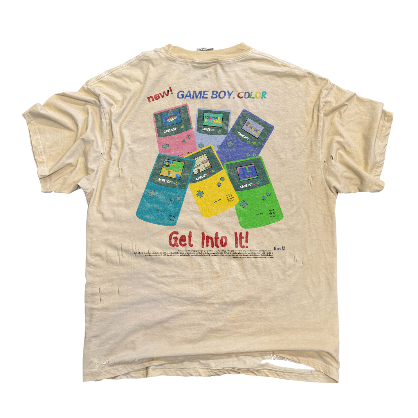 美式复古游戏机童年vintage千禧亚文化张扬街头短袖T恤水洗破烂