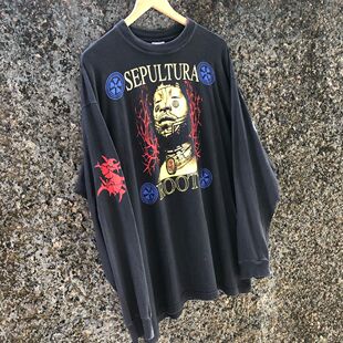 巴西重金属神碑合唱团Roots1996年纪念海报宽松设计感长袖T恤