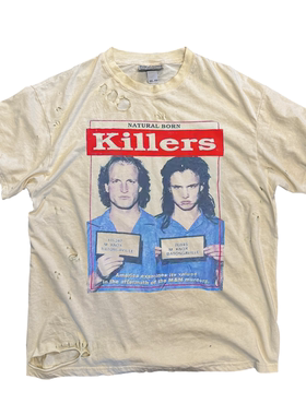 1994 Black Humor Crime Natural Born Killers哥特水洗短袖破洞