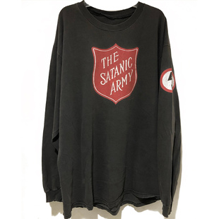 Marilyn Manson重磅水洗破坏长袖T恤Vintage暗黑哥特摇滚tee!